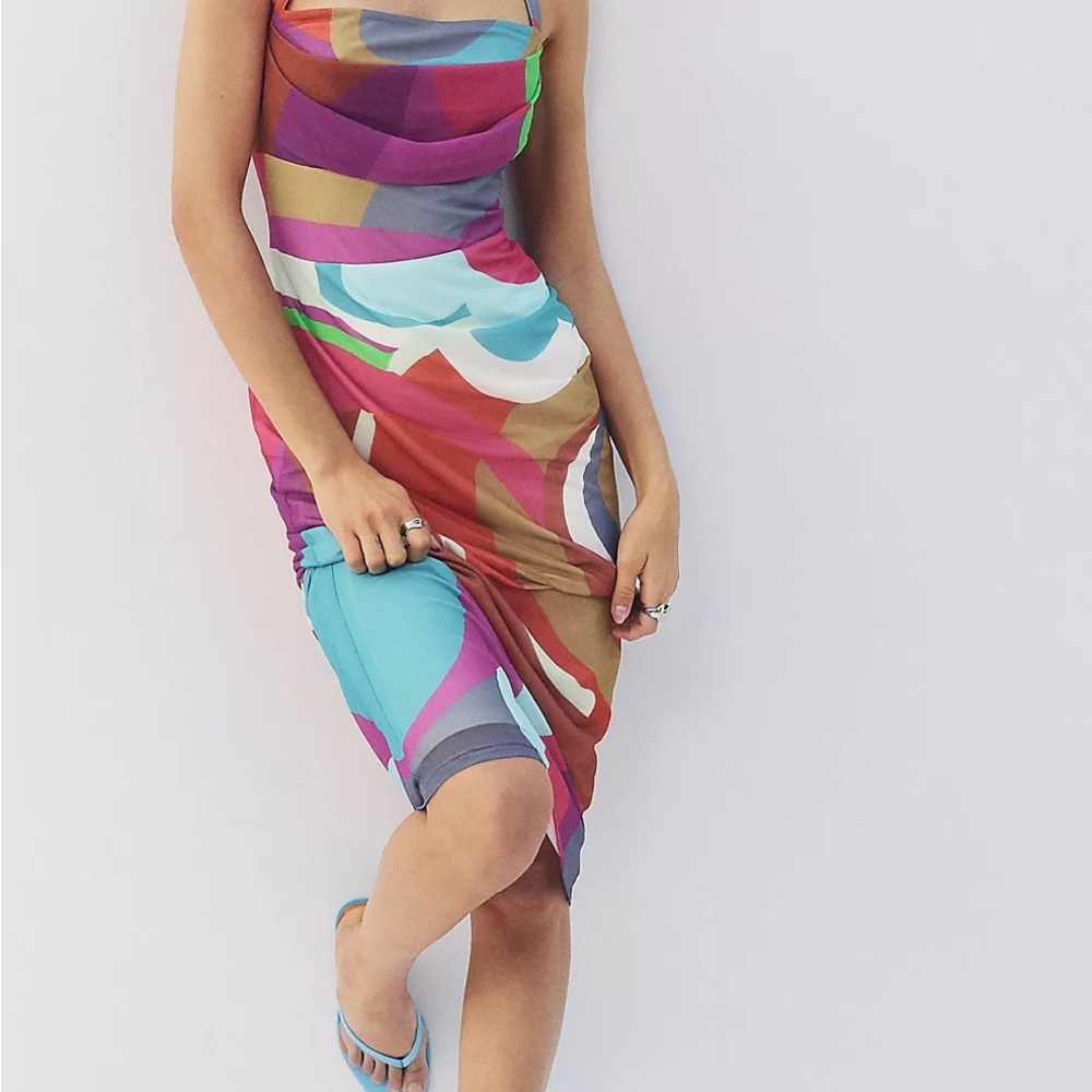 By Anthropologie Square-Neck Halter Midi Dress